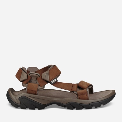 Teva Terra Fi 5 Universal Leather - Men's Teva Sandals - Brown | India (AWVX58024)